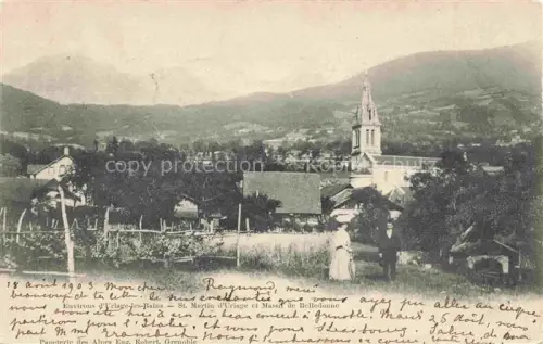AK / Ansichtskarte St-Martin-d Uriage Grenoble 38 Isere Vue générale Eglise et Massif de Belledonne