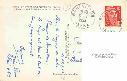 AK / Ansichtskarte Le Peage-de-Roussillon VIENNE 38 Isere Place de la République et la Grande Rue