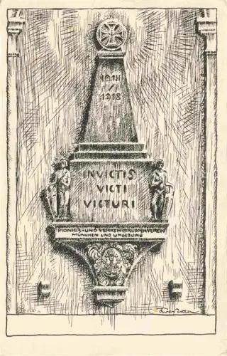 AK / Ansichtskarte MueNCHEN Invictis Victi Victuri Kriegerdenkmal Kuenstlerkarte