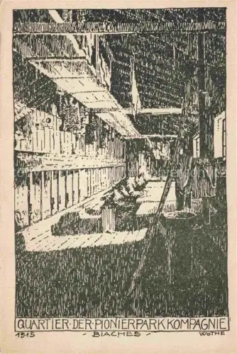 AK / Ansichtskarte Biaches PERONNE 80 Somme Quartier der Pionierpark Kompagnie Wothe Kuenstlerkarte