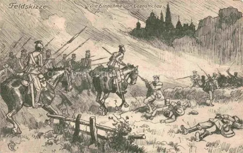 AK / Ansichtskarte Czenstochau Schlesien Die Einnahme von Czenstochau Feldskizze