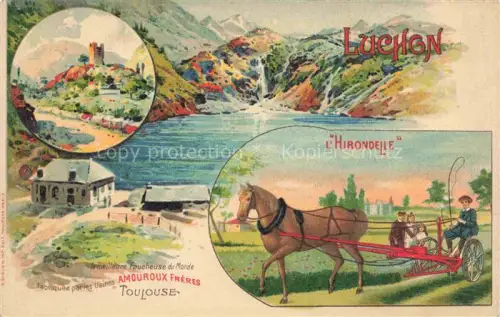 AK / Ansichtskarte LUCHON Bagneres-de-Luchon 31 Haute-Garonne Vue générale Lac Alpes L'Hirondelle Kuenstlerkarte