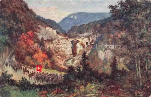 AK / Ansichtskarte Biel Bienne BE Taubenlochschlucht Les Gorges du Taubenloch Kuenstlerkarte