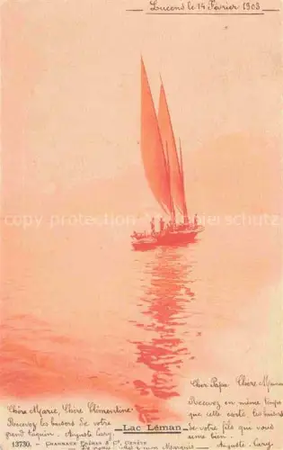 AK / Ansichtskarte Lac Leman Genfersee GE Segelschiff