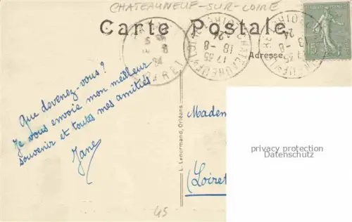 AK / Ansichtskarte Chateauneuf -sur-Loire 45 Loiret Les bords de la Loire Entree du Chasloing