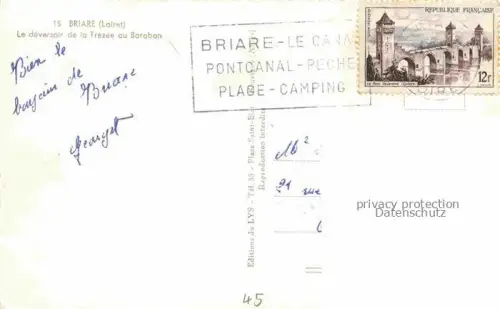 AK / Ansichtskarte Briare-le-Canal Montargis 45 Loiret Le deversoir de la Trezee au Barbaran