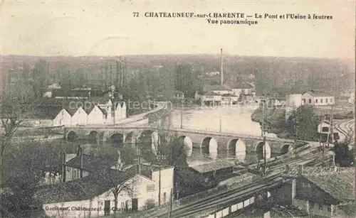AK / Ansichtskarte Chateauneuf-sur-Charente Cognac 16 Charente Le Pont et l'Usine a feutres Vue panoramique