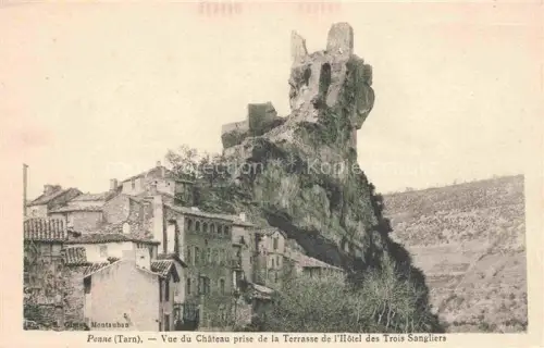 AK / Ansichtskarte Penne ALBI 81 Tarn Vue du Chateau prise de la Terrasse de l'Hotel des Trois Sangliers