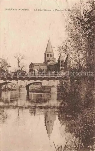 AK / Ansichtskarte Paray-le-Monial Charolles 71 Saone-et-Loire La Bourbines le Pont et la Basilique