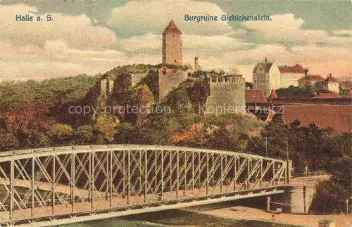 AK / Ansichtskarte Halle Saale Burgruine Giebichenstein Bruecke