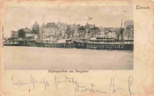 AK / Ansichtskarte LueBECK Hafenpartie am Burgtor