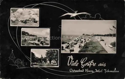 AK / Ansichtskarte Burg Fehmarn Teilansichten Strand Promenade Faehre