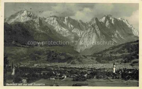 AK / Ansichtskarte GARMISCH-PARTENKIRCHEN Panorama Blick gegen Alp und Zugspitze Wettersteingebirge