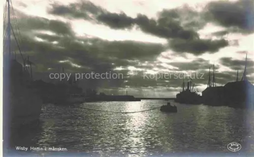 AK / Ansichtskarte Wisby Visby Hamn i maensken Hafen Abendstimmung