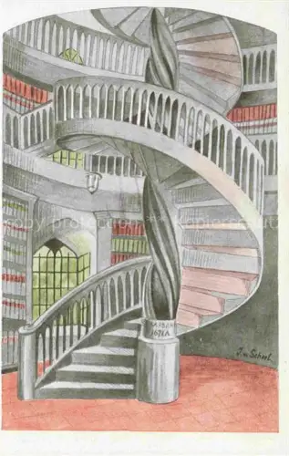AK / Ansichtskarte WEIMAR  Thueringen Wendeltreppe im alten Stadtturm der Grossherzoglichen Bibliothek Kuenstlerkarte