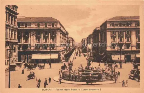 AK / Ansichtskarte NAPOLI Neapel Naples IT Piazza della Borsa e Corso Umberto I Fontana