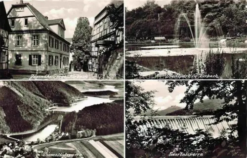 AK / Ansichtskarte Korbach Corbach Hessen Jugendherberge Diemeltalsperre Luftbild Stadtpark Edertalsperre