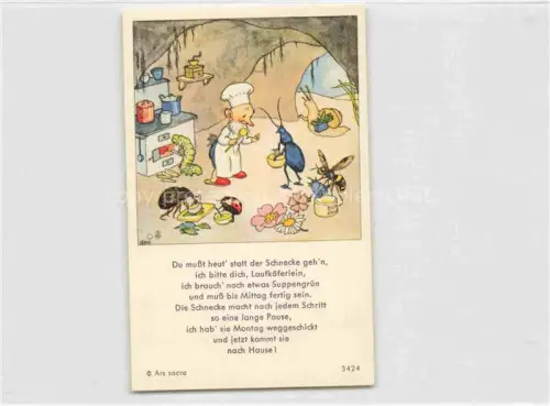 AK / Ansichtskarte IBM BOHATTA-MORPURGO Ida (1900-1992) Kuenstlerkarte Nr. 3424 Kueche Kaefer Schnecke 