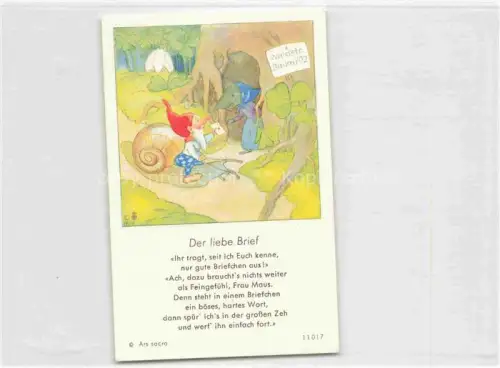 AK / Ansichtskarte IBM BOHATTA-MORPURGO Ida (1900-1992) Kuenstlerkarte Nr. 11017 Der Brief Schnecke Zwerg 