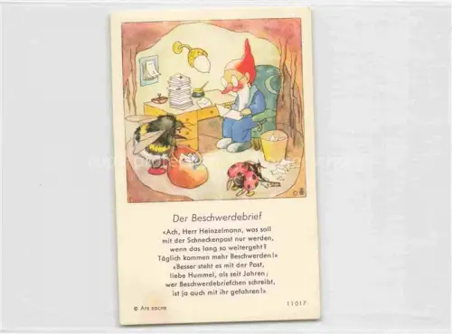 AK / Ansichtskarte IBM BOHATTA-MORPURGO Ida (1900-1992) Kuenstlerkarte Nr. 11017 Der Beschwerdebrief Hummel Zwerg Maikaefer 