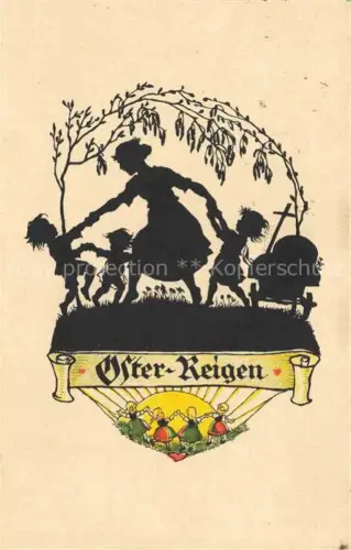 AK / Ansichtskarte PLISCHKE Georg Kuenstlerkarte Schattenbild Oster Reigen Kinder Zittau 