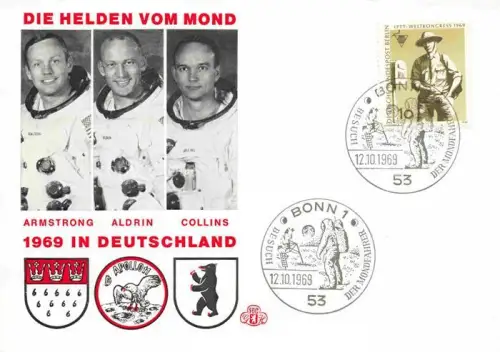 AK / Ansichtskarte Raumfahrt Space Spatial Astronaut Armstrong Aldrin Collins 