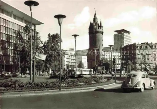 AK / Ansichtskarte Brezelfenster VW Kaefer Frankfurt am Main Eschenheimer Turm Fernmeldehochhaus 