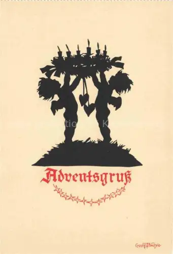 AK / Ansichtskarte PLISCHKE Georg Kuenstlerkarte Schattenbild Adventsgruss 