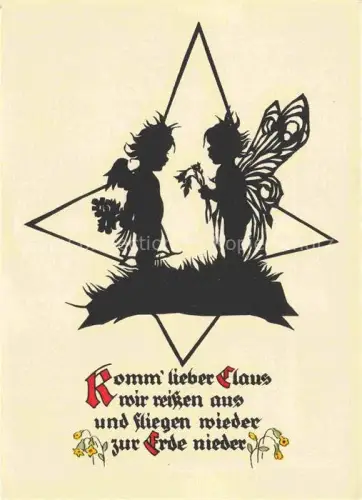 AK / Ansichtskarte PLISCHKE Georg Kuenstlerkarte Schattenbild Engel Kinder Zittau 