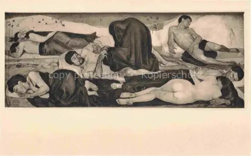 AK / Ansichtskarte HODLER Ferdinand (1853-1918) Kuenstlerkarte Die Nacht 1890 Bern Kunstmuseum 