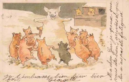 AK / Ansichtskarte Vermenschlicht Humanises-- Schweine