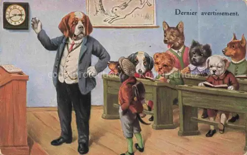 AK / Ansichtskarte Dackel Dachshund Teckel Hunde dogs Chiens Cani Vermenschlicht Schule 