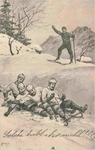AK / Ansichtskarte MOOS  Carl (1878-1959) Kuenstlerlitho Schweiz Schlittenfahren 
