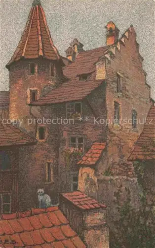 AK / Ansichtskarte Schlatter E.E. Kuenstlerlitho Schweiz Hofinneres an der Roessligasse 