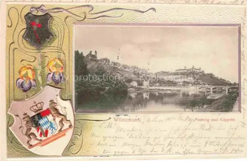 AK / Ansichtskarte WAPPEN-LITHO-RAHMENKARTE Wuerzburg