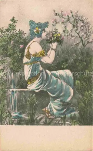 AK / Ansichtskarte Jugendstil Art Noveau Stile Liberty Modernismo-- Nr. 64 Frau Blumen
