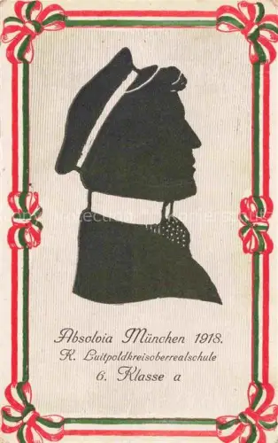 AK / Ansichtskarte Scherenschnitt-AK SCHATTENBILDKARTE Shadowbolt Absolvia Muenchen K. Luitpoldkreisaberralschule 6 Klasse
