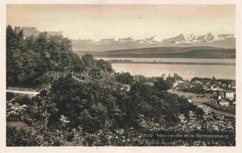 AK / Ansichtskarte Neuveville La Neuenstadt Bielersee Preles BE Panorama Schlossberg Bielersee Alpen