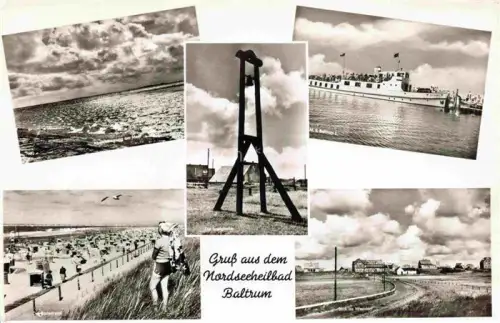 AK / Ansichtskarte BALTRUM Nordseebad Abendstimmung am Meer Badestrand Inselglocke Faehre Westdorf