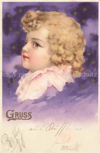 AK / Ansichtskarte Kinder Child Enfants Gruss Lockenkopf Litho 