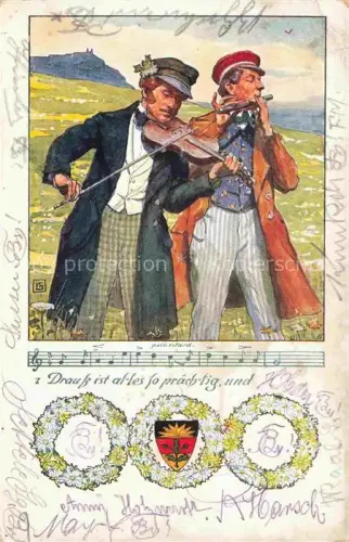 AK / Ansichtskarte BDD Schulverein Nr. 107 Musikanten Maenner Violine Litho