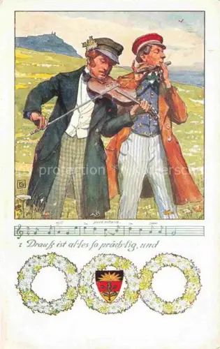 AK / Ansichtskarte BDD Schulverein Nr. 107 Musikanten Maenner Violine Litho