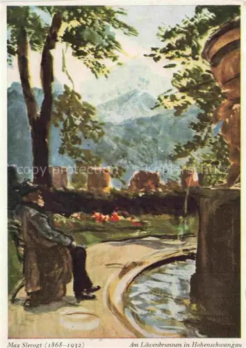 AK / Ansichtskarte SLEVOGT Max (1868-1932) Kuenstlerkarte Loewenbrunnen Hohenschwangau 