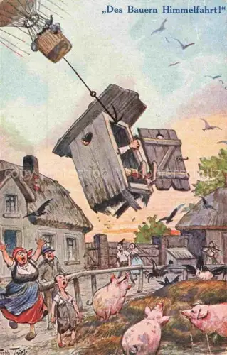 AK / Ansichtskarte THIELE Arthur Kuenstlerkarte Des Bauern Himmelfahrt Monachia Humor 