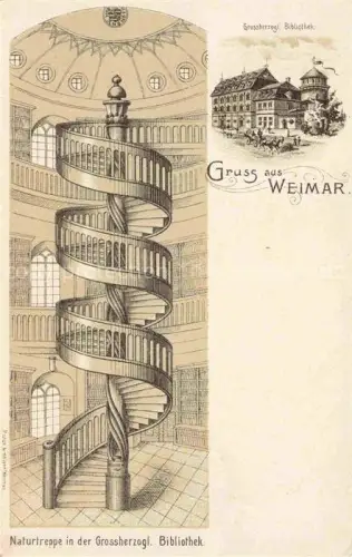 AK / Ansichtskarte Bibliothek Library Gruss aus Weimar Naturtreppe Grossherzogl.