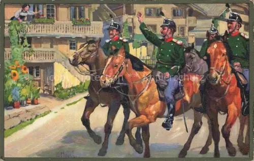AK / Ansichtskarte HODEL Ernst (1881-1955) Kuenstlerkarte Schweiz Militaria Schweiz Pferde 