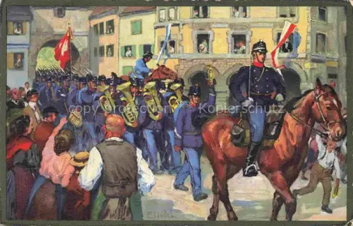 AK / Ansichtskarte HODEL Ernst (1881-1955) Kuenstlerkarte Schweiz Militaria Schweiz Parade Pferd