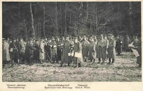 AK / Ansichtskarte Militaria Schweiz Generalstabschef Sprecher von Bernegg General Ulrich Wille 