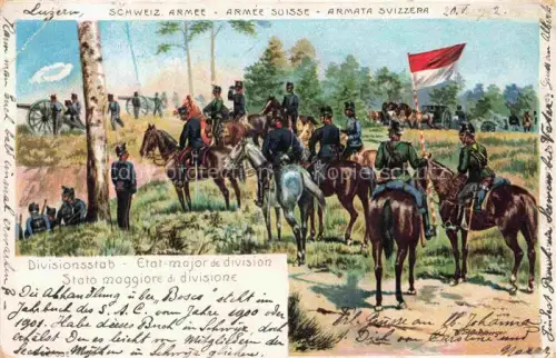 AK / Ansichtskarte STueCKELBERGER Wilhelm (1867-1926) Kuenstlerlitho Schweiz Schweiz Armee Divisionstab 
