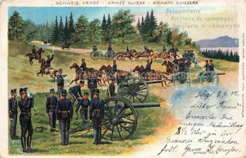AK / Ansichtskarte STueCKELBERGER Wilhelm (1867-1926) Kuenstlerlitho Schweiz Schweizer Armee Artillerie 